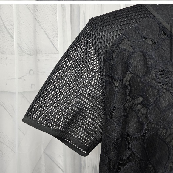 Eloquii Black, Mesh and Lace, Fit & Flare Dress - Picture 7 of 12